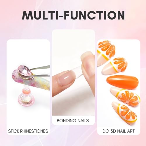 Makartt Gel Nail Glue: Solid Nail Glue for Press On Nails, 15ML 3D Gel UV Lamp Needed, Multifunctional Nails Tools Strong Adhesive Rhinestone Glues Gels for Charms & Gems, Ideal for DIY Home Salon Use - color: Clear Gel Nail Glue