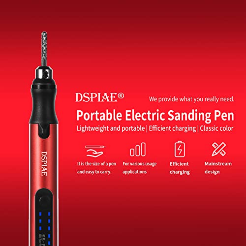 DSPIAE Portable Electric Sanding & Sharpening Pen – 3-Speed Mini Drill & Hobby Tool for Resin, Jewelry, DIY Crafts, Fine Polishing, Detail Grinding, 3mm Drill Compatible, Pen Sander Kit