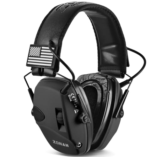 ZOHAN EM054 Shooting Ear Protection w/Gel Ear Pads, Impact Hearing Protection for Shooters, 4X Sound Amplification, NRR 23dB Noise Reduction Headphones for Hunting(Gel-Black) - color: Gel Ear Pads-black