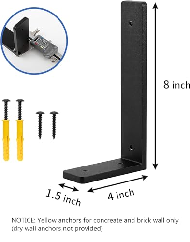 8"x 4"Shelf Brackets,L Shelf Brackets, die-cast Formation, Vertical Angle, Premium Alloy Metal Heavy Duty Shelf Bracket, high Strength Mounting Hardware Included, Corner Brace Joint,Pack of 4. - size: 8 Inch x 4 Inch