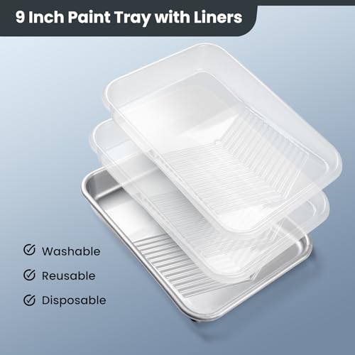 Mister Rui 9 Inch Tray Liners 20-Pack, Disposable for Paint Roller Trays - color: 9 Inch, 20 Pack