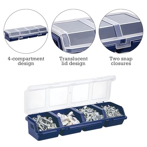 Parts Organizer Box 4 Pack Compartment Hardware Storage Bin Set