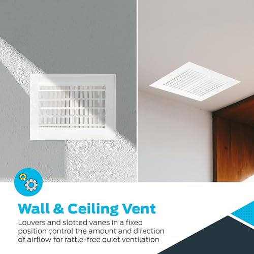 EZ-FLO 8 x 6 Inch (Duct Opening) Air Vent Cover for Wall or Ceiling, Two-Way Ventilation Register, Solid Steel HVAC Register Cover, White, 61661 - size: 8 in. x 6 in.