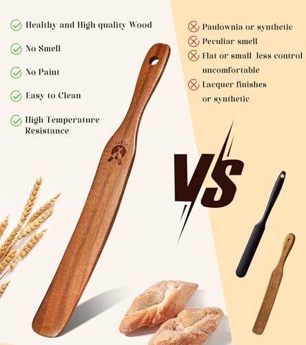 2 PCS Spurtle for Sourdough Starter, Wooden Stirring Spatula for Jar Bottom - size: 2Pcs