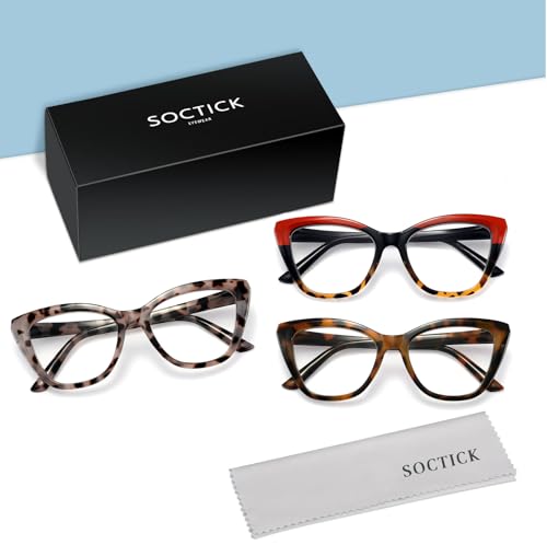 3 Pack Oversized Reading Glasses for Women with Spring Hinge - color: 3 Pack Mix C4*