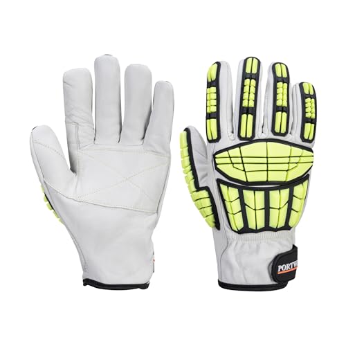 Portwest A745 Impact F135 Cow Leather Lined Glove Wrist Strap Fastening - size: 4X-Large