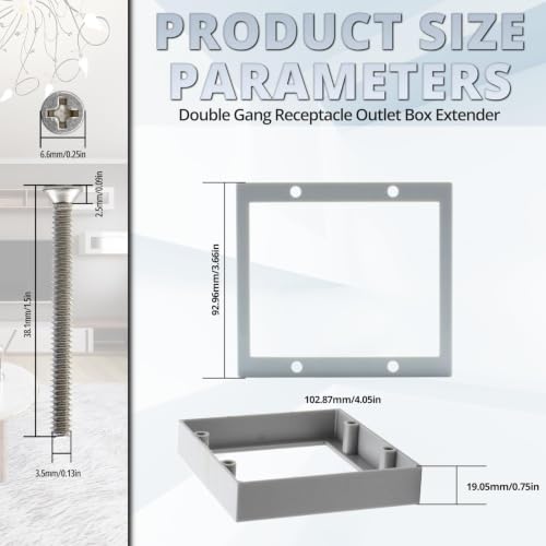 3/4" Double Gang Electrical Box Extender,Gray,Pack of 3 - color: Gray-3/4"