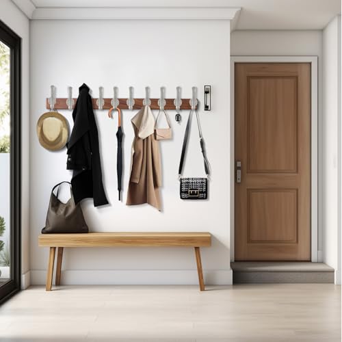 10 Pack Coat Hooks Wall Mount Heavy Duty Utility Retro Double Hooks for Hanging Coats,Hat, Towel, Key, Robe, Scarf, Bag, Cap (Silver) - color: 10 Pack-Silver