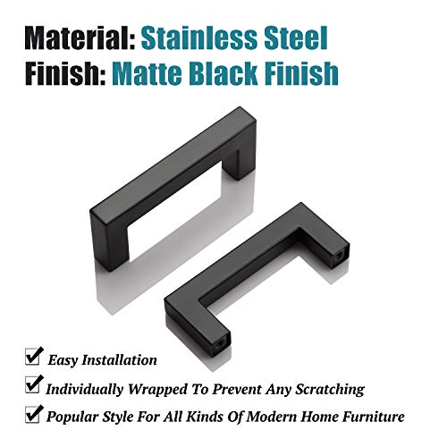 KNOBWELL 6 Pack 3 inch Kitchen Cabinet Pulls and Handles Matte Black, Bathroom Kitchen Cupboard Door Handles, 3" Hole to Hole Distance, Matte Black - color: Matte Black, size: Hole Center:3 inch(76mm)