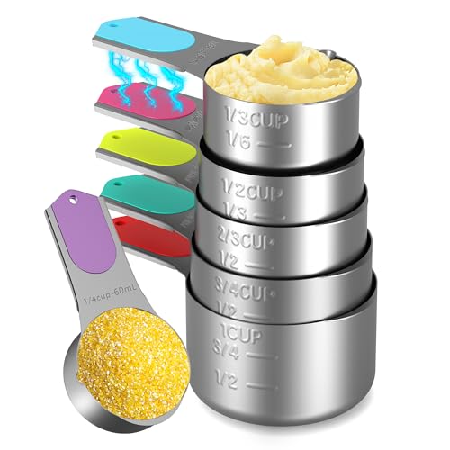 Magnetic Measuring Cups Set of 6, Stainless Steel Nesting Measuring Cups with Easy to Read Markings, Kitchen Gadgets for Cooking & Baking - style: Magnetic-6PCS