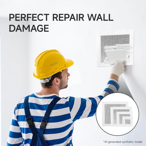19 PCS Wall Repair Patch Kit, Aluminum Drywall Repair Patch Kit for Small/Large Holes, 2/4/6/8 Inch Self-Adhesive Metal Wall Patches with Scraper Sandpapers Gloves, Quick Fix Plaster