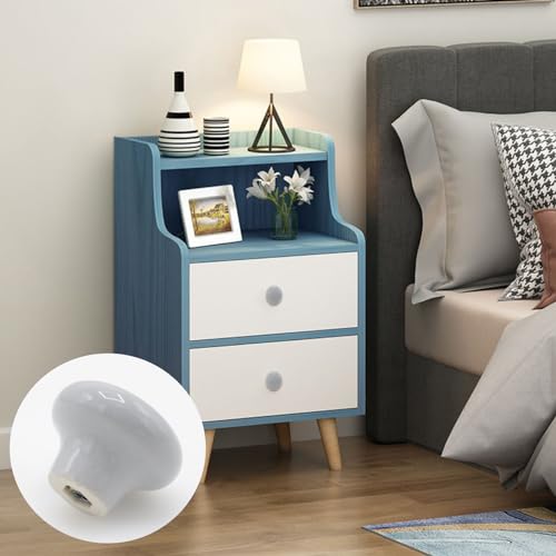 10-Pack Ceramic Cabinet Knobs Gray 32mm Round Drawer Pull - color: Gray