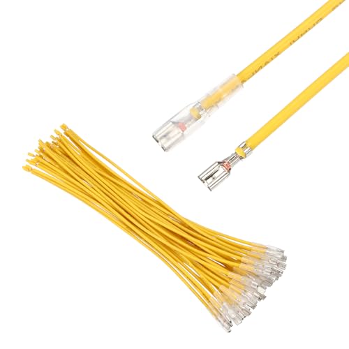 MECCANIXITY 30Pcs 3.8mm Female Spade Crimp Terminal with 20cm Wires - color: Yellow, size: 3.8mm, 20cm L
