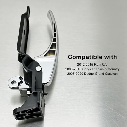 Interior Door Handle Front Right Passenger Side for Dodge Grand Caravan 2008-2020 & Chrysler Town & Country 2008-2016 & Ram C/V 2012-2015 - size: Front Right