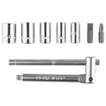 Tusk Folding Mini T-Handle Set 1/4″ Drive – Compact Folding T-Handle Driver with 8, 10, 12 & 13 mm Hex Sockets Plus #2 Phillips & Flat-Head Bits