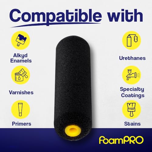 FoamPRO 187-10 Finest Finish Mini Foam PAint Roller Refills, Pack of 10 - size: Pack of 10, style: Refill 6"