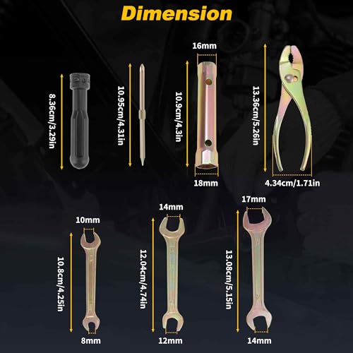 8PCS Motorcycle Repair Tool Kit, Spark Plug Socket Pliers Hexagonal Wrench M6 Double Ended Screwdriver Dual Head Wrench 8-10mm 12-14mm 14-17mm, Portable Motorbike Maintenance Tools