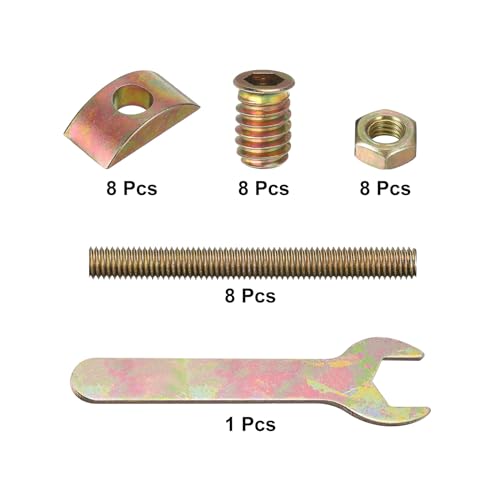 uxcell 8 Set CounterTop Connector, 5/16" x 3" Desktop Furniture Fastening Connectors Kit Used to Connect Table Top Bed Butcher Block CounterTops