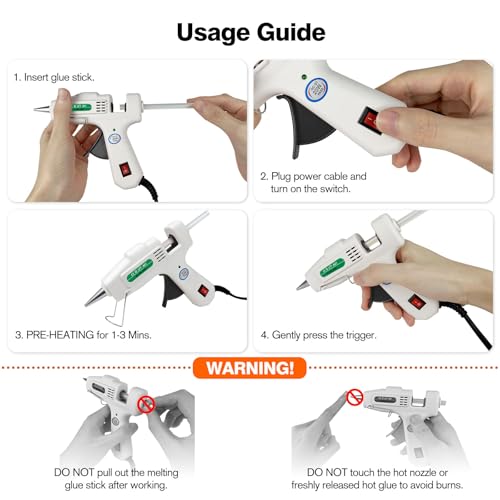 SHJADE Hot Glue Gun with 30 Glue Sticks, 20W Mini Hot Melt Gun Kit(White) - color: White-new Packaging