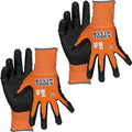 KLEIN TOOLS 60580 Work Gloves, Knit Dipped Cut Resistant ANSI A1 Nitrile Coated Gloves, Nylon-Spandex, Touchscreen Capable, Medium, 2-Pair - size: Medium, style: 2-pair Pack