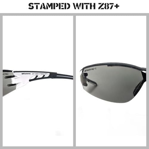 HTS HUNTERSKY Super Flexible Lightweight Anti Fog Wrap-Around U6 Clear Shooting Safety Glasses with ANSI Z87.1 Scratch Resist - color: Black / Smoke (1 Pack)