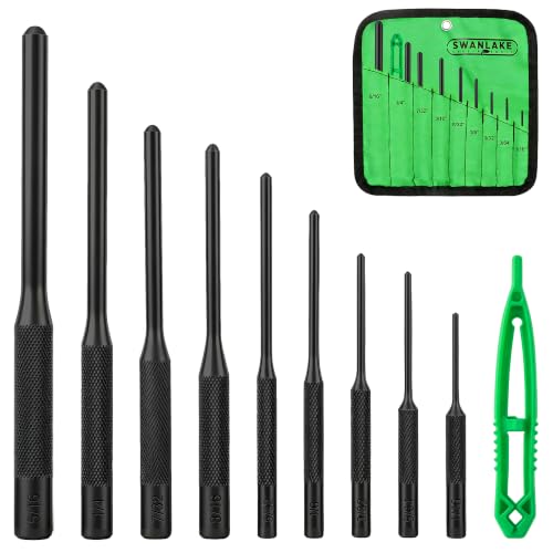 SWANLAKE 9-Pieces Roll Pin Punch Set, Removing Repair Tool with Holder for Automotive, Watch Repair,Jewelry and Craft - color: Roll Pin Punch - Black