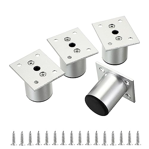 Sumnacon 4PCS Aluminium Alloy Furniture Legs - Round Adjustable Sofa Legs Furniture Cabinet Legs, 2 Inch Funiture Feet for Cabinet Desk Table Chair Sofa Bed, Silver - color: Silver, size: 2 Inch Height