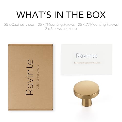 Ravinte Champagne Bronze Drawer Pulls, 1-1/4 Inch Cabinet Knobs,25 Pack - color: Champagne Bronze