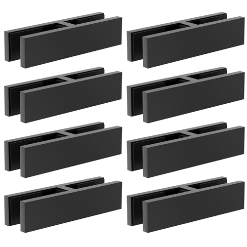 8 Pack Matte Black Railing Glass to Glass Clamp, 180 Degree Double Sided Stainless Steel T304 Railing Glass Bracket Clip Holder with Rubber Gaskets for Indoor Outdoor Coastal Balustrade - size: 8 Pack, style: 180 Degree