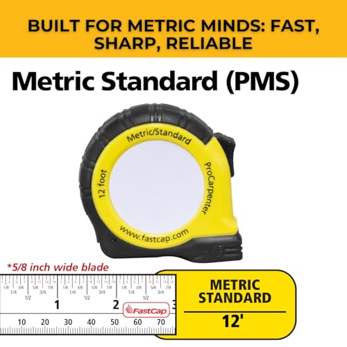 FastCap ProCarpenter Metric/Standard Measuring Tape, 12' Length