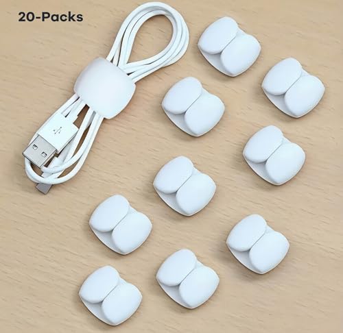 Generic 20-Pack White Cable Clips Secure & Tidy Cable Management for Home, Office & Travel - color: White