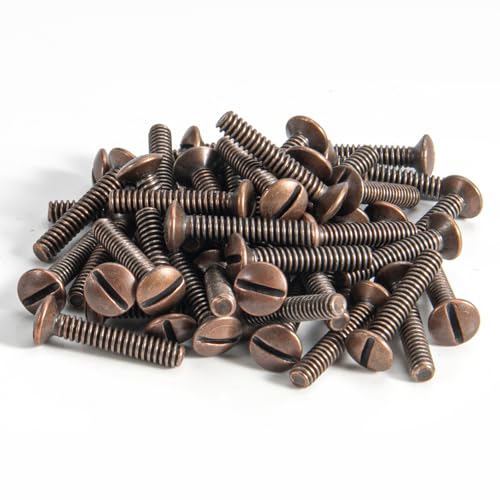 Henne Bery 3/4" Long 6-32 Thread, Oval Head Milled Slot Replacement Wall Plate Screws, 50 Pack, Antique Copper - color: Antique Copper, size: 3/4",50 Pack