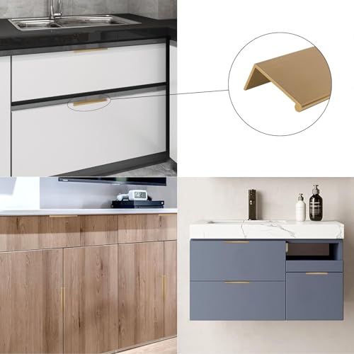 Rergy 10 Pack 3" Cabinet Pulls Champagne Bronze Finger Pulls for Cabinets - color: Champion Bronze, size: Hole Center: 3in(76mm)