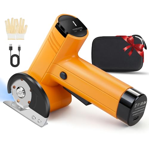 Cordless Electric Scissors - Rechargeable Cardboard Cutter,Cardboard Cutter Electric with 2 x Stainless Steel Rotary Blade,Power Rotary Cutter for Thin Cardboard Box Carpet Leather