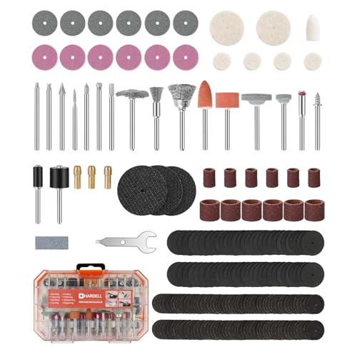 HARDELL 227Pcs Rotary Tool Kit w/ 1/8" Shanks, Sanding & Carving Orange - color: Orange+white
