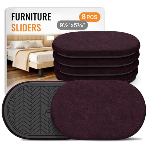 Furniture Sliders for Hardwood Floors Felt Heavy-Duty Furniture Movers - color: Black 8pcs