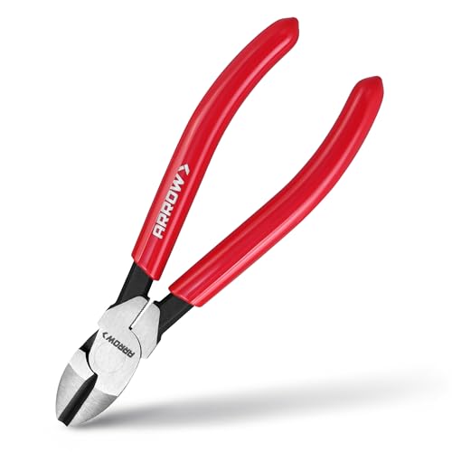 ARROW 6" High Leverage Diagonal Cutting Pliers, Wire Cutters, Side Cutters | Reinforced Jaws, Non-Slip Handle, Premium High Carbon Steel, Comfortable Grip, For Cutting Wires - size: 6 INCH