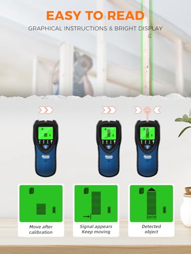 Mecurate 5-in-1 Stud Finder Wall Scanner for Studs, Metal & Live AC Wires - color: Blue