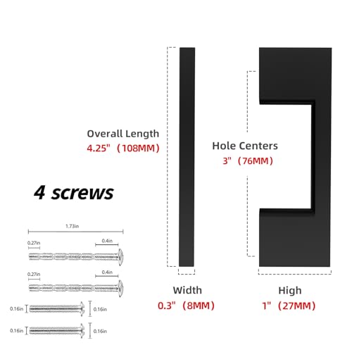10 Pack 3 Inch(76mm) Cabinet Pulls Matte Black Kitchen Cabinet Handles Zinc Alloy Drawer Pulls Solid Cabinet Hardware - color: Matte Black, size: 3'' Hole Center(76mm)