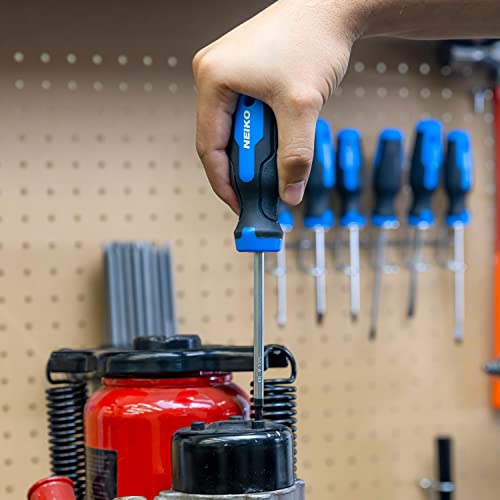 NEIKO 01377A Magnetic Torx Screwdriver Set | 12 Piece | T5 – T40 | 6 Point Star Head Driver | Heat Treated Chrome Vanadium Steel | Non Slip Cushioned Handle Grip | Magnet Bit Tip | Carrying Pouch - size: Torx Set