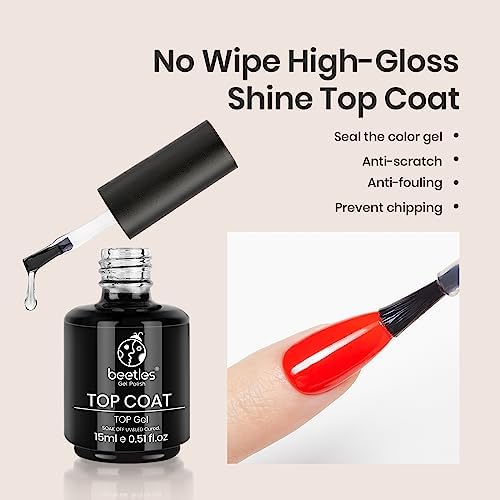 Beetles Milky White Gel Nail Polish No Wipe Gel Top Coat and Base Coat Set 3Pcs 15ml, Nude Jelly Color Long Lasting, Soak Off U V LED Nail Art Design for Women - color: E-Milky-3
