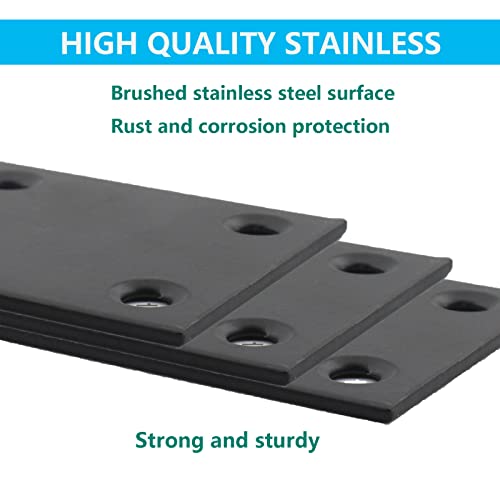 4 Pack Flat Straight Brace Brackets, ULIFESTAR Black Stainless Steel Mending Bracket Plate Metal Shelf Support Fixing Joining Plate for Furniture,Wood,Shelves,Cabinet with Mounting Screws - size: 80 x 40 x 2 mm