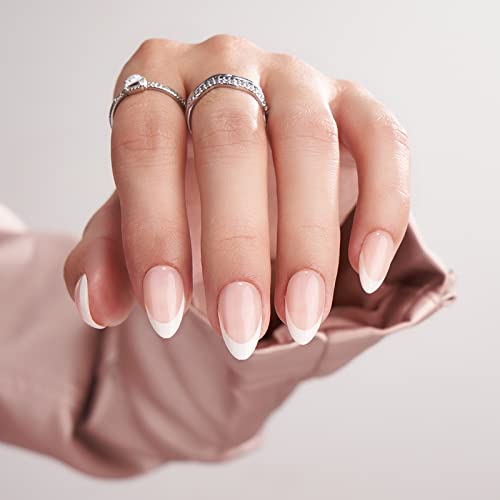 BTArtbox Press On Nails, White French, Short Almond, French Tip, 32Ct