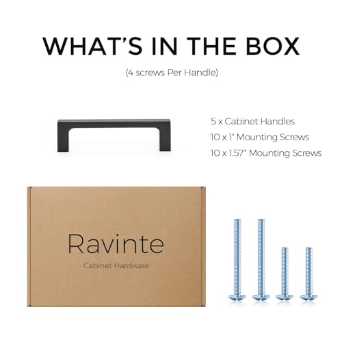 Ravinte Matte Black Kitchen Cabinet Handles 3-1/2 Inch Pulls 5 Pack - color: Matte Black, size: 3-1/2 Inches Hole Center
