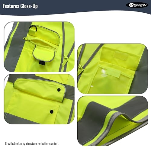 JKSafety Safety Vest for Men Women Reflective Hi Vis JK150 Yellow L - color: Yellow, size: Large