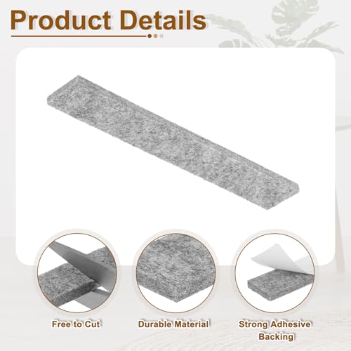 uxcell Felt Strips with Adhesive Backing, 10 Pcs 1" x 6" x 0.2" Anti Scratch Furniture Felt Tapes Self-Stick Pads for Protecting Hardwood Floor, Grey - color: Grey