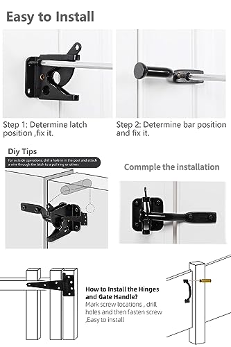 HOME MASTER HARDWARE Wood Gate Hardware Set- Heavy Duty 6" Gate Tee Hinge,Pull Set Gate Hardware Kit with Screws for Outdoor Fence Swing Gate Black Finish (Pack of 2) - size: 6 inch T Hinge (Pack of 2)