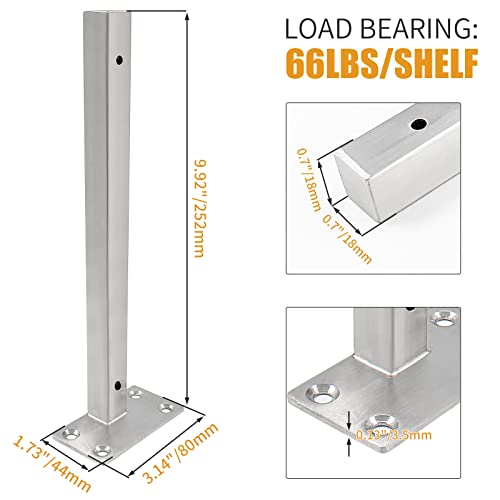 Luomorgo 10 Inch Floating Shelf Bracket, 4 Pcs, Silver Blind Shelf Support - size: 10 Inch-Silver