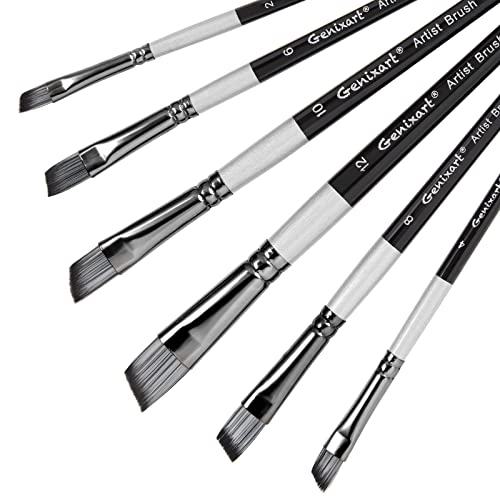 Genixart Angle Paint Brush Set – Art Paintbrushes Acrylic Oil Watercolor - size: Angle - 6 Pcs