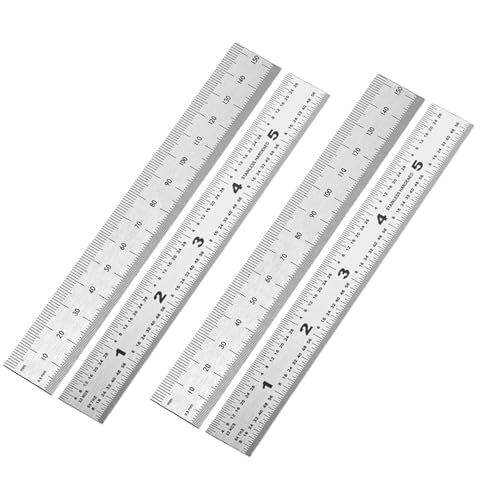 6 Inch Machinist Ruler, 4-Pack Stainless Steel Precision Scale Ruler with Inch/Metric Etched Markings, Dual Side Measuring Rule for Engineers, Drafting, Woodworking - style: 6 Inch